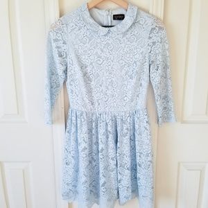 Topshop Baby Blue Collared Lace Dress